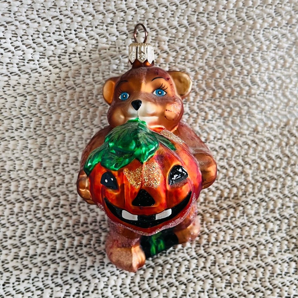 Christopher Radko PUNKIN PRIZE Glass Halloween Ornament Pumpkin